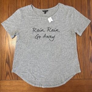 BANANA REPUBLIC "Rain Go Away" T Shirt Heather Grey Women's Large New with Tags